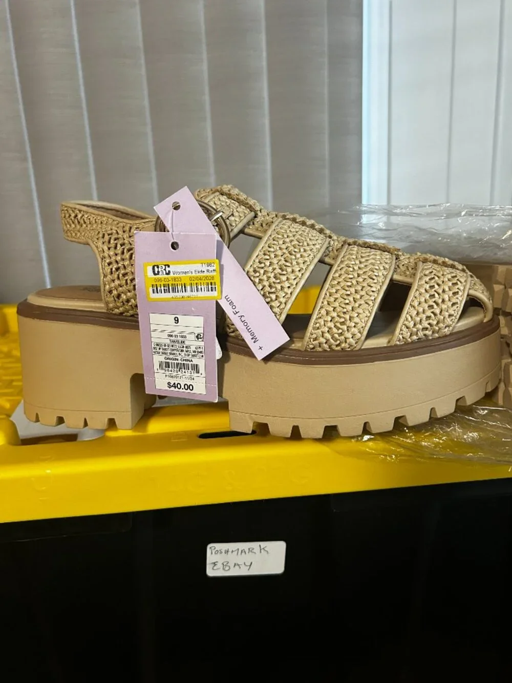 Wild Fable Women's Elide Raffia Fisherman Platform Heels with Memory Foam 9